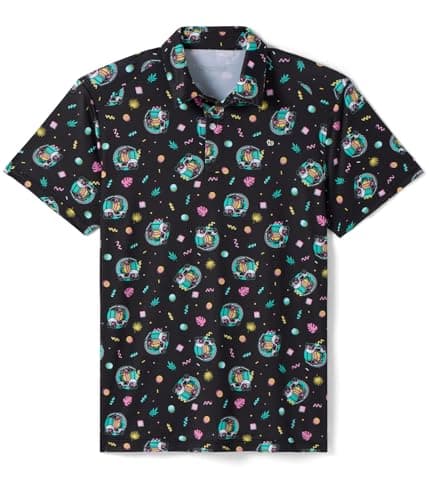 Tipsy Elves Men's Athletic Fit Golf Polo Shirts - Performance Golf Shirt for Men with 4-Way Stretch & Moisture-Wicking Fabric - Black Cart Dog, Size 3X-Large - Image 1