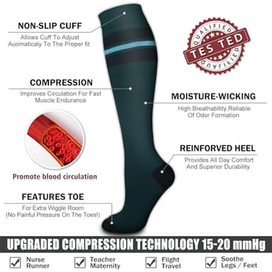 Bluemaple 6 Pack Copper Compression Socks for Women and Men Circulation-Best Support for Medical, Running,Nursing,Athletic - Image 5