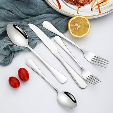 Silverware Set, Briout Flatware Set Service for 4 Stainless Steel Cutlery Set 20 Piece Include Upgraded Knife Spoon Fork Mirror Polished, Dishwasher Safe - Image 5