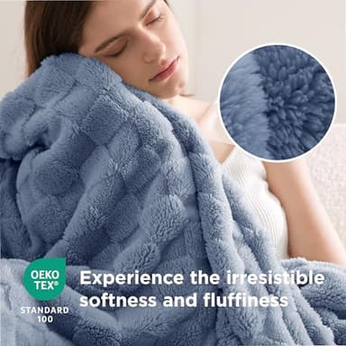 Bedsure GentleSoft Twin Blanket for Bed Ashley Blue - Super Soft Cozy Blankets for Women Men Girls, Cute Fuzzy Fleece Throws for Bedroom Couch, 60x80 Inches - Image 4