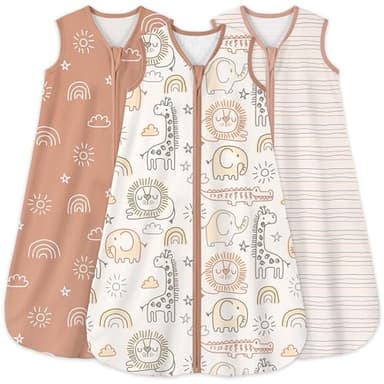Yoofoss Baby Sleep Sack 6-12 Months 0.5 Tog Wearable Blanket for Baby, 3 Pack 100% Organic Cotton Infant Toddler Sleeping Sack 2-Way Zipper Lightweight Sleep Sack - Image 1