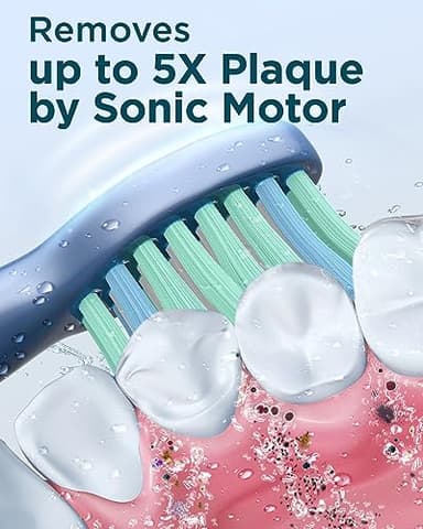 Rtauys Sonic Electric Toothbrush for Adults - Rechargeable, 41,000 Vibrations per Minute, Teeth Whitening, 8 Brush Heads, 24 Months of Usage, Blue - Image 2