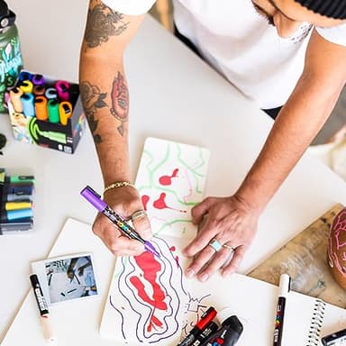 posca Markers Set, 8 Medium Paint Markers 5M, Metallic Tones – Gold, Silver, Bronze, Blue, Green, Red, Pink, Violet - Image 9