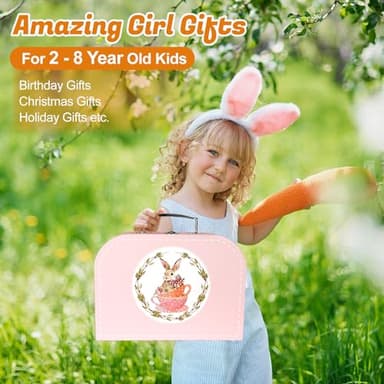 iAOVUEBY Tea Party Set for Little Girls, 49PCS Princess Tea Time Toys Including Tea Set Dessert Carrying Case, Kids Kitchen Pretend Playset, Tea Set for Girls Birthday Toddler Age 3-8, Pink - Image 7