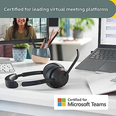 Jabra Evolve2 55 Stereo Wireless Headset - Features AirComfort Technology, Noise-Cancelling Mics & Active Noise Cancellation - MS Teams Certified, Works with Other Platforms - Black - Image 4