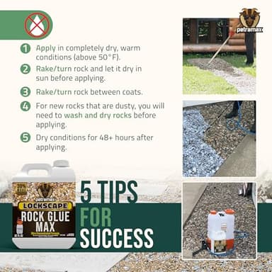 Petra Max Rock Glue for Landscaping, 32 Ounce - Ground Coverage & Pet Safe Mulch Glue for Rocks - Lockdown Gravel/Pebbles/Stones - Sticky Clear Gravel Binder & Decomposed Granite Stabilizer (50 Sq Ft) - Image 4