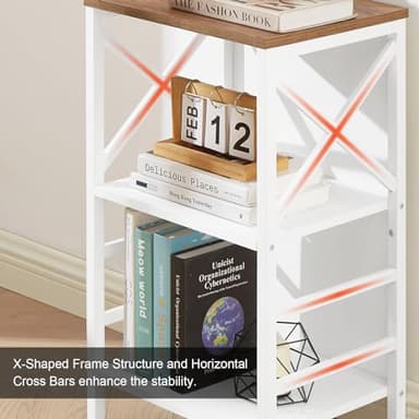 MNEETRUNG Small Bookshelf,3 Tier Industrial Bookcase with Metal Frame and Backboard,Low White Book Shelf,Book case for Small Spaces,Living Room,Bedroom and Home Office - Image 7