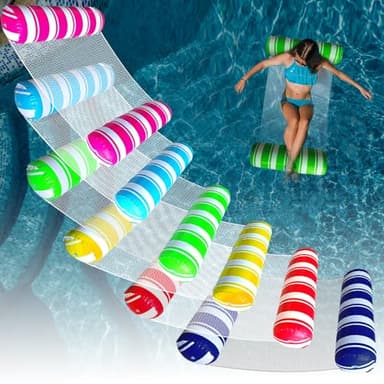 6 Pack Inflatable Pool Floats Adult Size Water Hammock,Water Floaties for Adults,4-in-1 Multi-Purpose Pool Floating Toys,Pool Rafts Lounge Chairs Floaties,for Adults Vacation Fun and Rest - Image 1