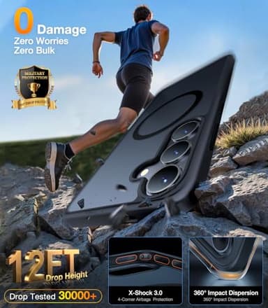 TORRAS Magnetic Shockproof for Samsung Galaxy S25 Case, Fit for MagSafe, 4X Military Grade Protection, Translucent Hard Back Slim Case for Samsung S25 Case, Anti-Fingerprint Anti-Scratch, Black - Image 5