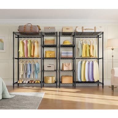 VIPEK V7 Garment Rack for Hanging Clothes Heavy Duty Clothes Rack with Shelves, Portable Closet Racks Metal Clothing Racks 5 Tiers Freestanding Closet Wardrobe System, Max Load 670lbs, Black - Image 4