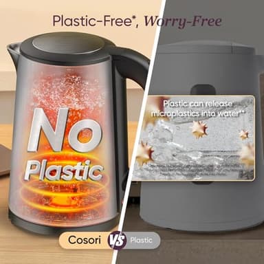 COSORI Electric Kettle, No Plastic Inner Lid, Filter and Spout, Double Wall Stainless Steel Keep Warm, Automatic Shut Off & Boil-Dry Protection, Durable Tea Kettle Boiler & Heater, 1.5L/1500W, Silver - Image 3