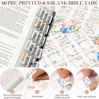 Bible Cover for Women Bible Case, Large Bible Bag w/Shoulder Strap, Bible Study Supplies Bible Journaling Kit Book Carrying Case with Bible Highlighters Tabs, Mothers Day Christian Gifts for Women - Image 7