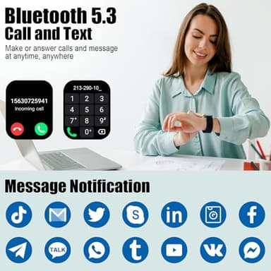 Smart Watch for Men Women, 1.96" HD Fitness Tracker Running Watch (Answer/Make Call), IP68 Waterproof,Pedometer, Sleep/Step/Activity/Heart Rate Monitor,110+ Sport Mode Smartwatch for iOS Android Phone - Image 2