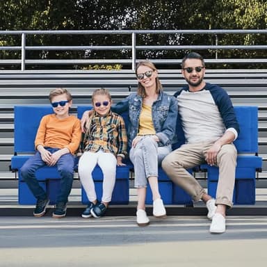 Aliphon Stadium Seat for Bleachers with Back Support and Cushion, Bleacher Seats with Shoulder Strap and Cup Holder, Padded Portable Folding Comfort Stadium Chair, for Sports Events, Blue (2pcs) - Image 2
