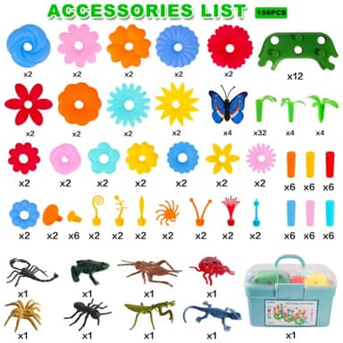 Birthday Toys Gifts for 3 4 5 6 Years Old Toddler Girls Boys, 156 PCS Insect Flower Garden Building Educational STEM Learning Pretend Play Gardening Set, Gifts for Preschool Kids Age 3+ - Image 6