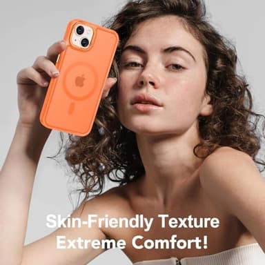 Thomo Strong Magnetic for iPhone 13 Case & iPhone 14 Case [Compatible with Magsafe] Translucent Matte Slim Shockproof Women Girl Anti-Fingerprint Protective Case for iPhone 14/13 6.1", Orange - Image 7