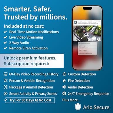 Arlo Ultra 2 Spotlight Camera 4K HDR (2 Cameras, SmartHub Included & Required) | Wireless Home Security Camera | Color Night Vision, Motion Sensor, 180º View, 2-Way Audio, Black - Image 6