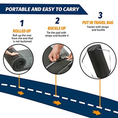 CYMULA CertiPUR-US Memory Foam Camping Mattress Pad, Portable Foam Sleeping Pad for Camping, Roll up Sleeping Mat for Adults Floor Mattress Guest Floor Bed for Sleepover, Car, Tent SUV Cot Mattress - Image 5