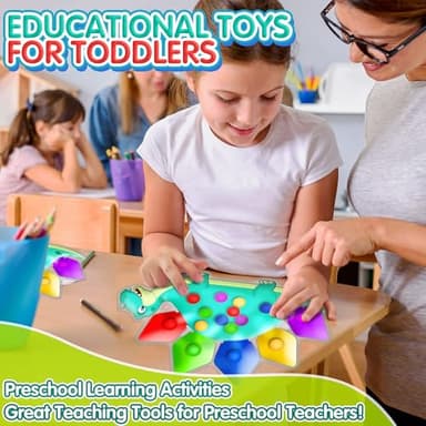 Dinosaur Color Sorting Sensory Toy for Toddler Activities Fine Motor Matching Game Roadtrip Travel Essential Autism Fidget for Preschool Classroom Christmas Stocking Stuffers Gift for Kid 3-5 Year Old - Image 4