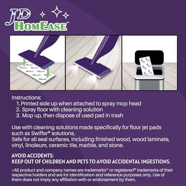 JD HOMEASE 48 Pack Premium Microfiber Replacement Pads for Swiffer WetJet - Super Absorbent, Lint-Free, Durable-11"x5.5", Perfect Fit Swiffer WetJet Mop - Safe on Hardwood, Tile, Vinyl - Image 6