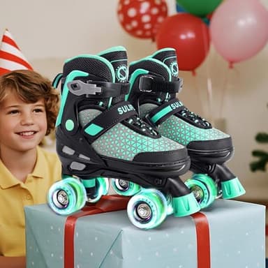 SULIFEEL Roller Skates for Girls Boys Kids,4 Sizes Adjustable Quad Skates with Light up Wheels,Safe Fun Children Skates, Best Gift for Beginners Indoor Outdoor Sports - Image 8