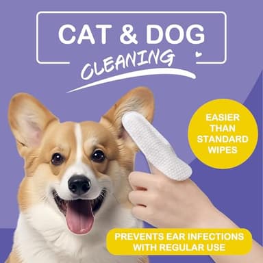 100Pcs Dog Ear Wipes, Pet Ear Cleaning Finger Wipes for Dogs & Cats, Soft Otic Cleaning Pads, Remove Wax, Dirt & Stop Smelly, Itchy, Non-Irritating Sooths & Deodorizes, Extra Wide Ear Wipes For Dog - Image 3
