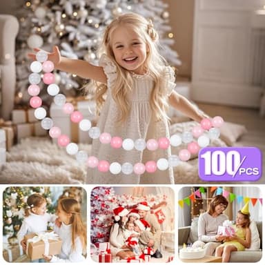 GOGOSO Ball Pit Balls for Toddler, Baby Plastic Playballs Kids Soft Pastel Pelotas Non-Toxic BPA-Free 2pink+White+Clear 100 Balls - Image 3