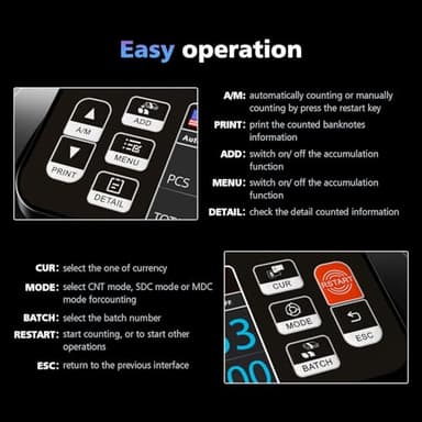 Aneken N60 Mixed Denomination Money Counter Machine, Value Counting, UV/MG/IR/DD Counterfeit Detection, 3.5" TFT Display Cash Counting Machine, Printer Enabled Bill Counter for Business - Image 6