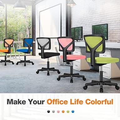 Armless Small Home Office Desk Chair, Ergonomic Low Back Computer Chair, Adjustable Rolling Swivel Task Chair with Lumbar Support for Small Space, 1 Pack, Grey - Image 6