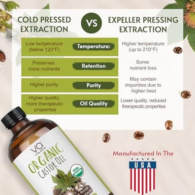VITAL AFFAIR Pure Castor Oil Organic Cold Pressed Unrefined Glass Bottle-USDA Certified for Castor Oil Pack Wrap for Face,Hair Growth,Eyelashes,Eyebrows-16oz - Image 3