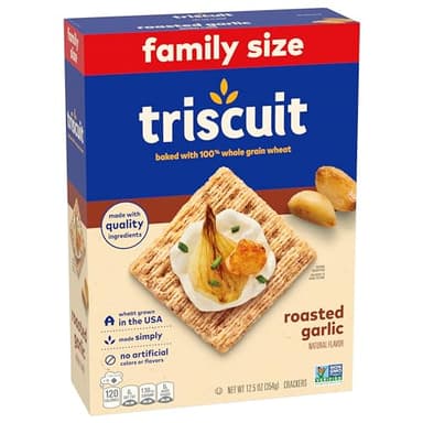 Triscuit Roasted Garlic Whole Grain Wheat Crackers, Lunch Snacks, Bulk Snack Crackers, Family Size, 6 - 12.5 oz Boxes - Image 14