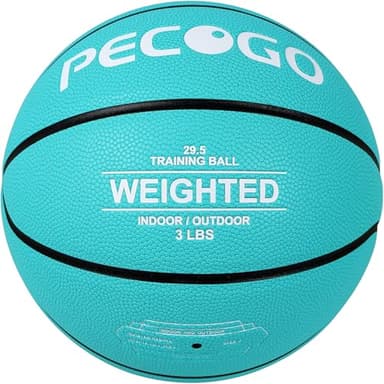 PECOGO Weighted Training Basketball 29.5" 2.2/3/3.3LBS Heavy Training Indoor Outdoor Basket Ball Hygroscopic Leather for Improving Handling Dribbling Passing and Rebounding Skill(Blue) (3 LBS) - Image 2