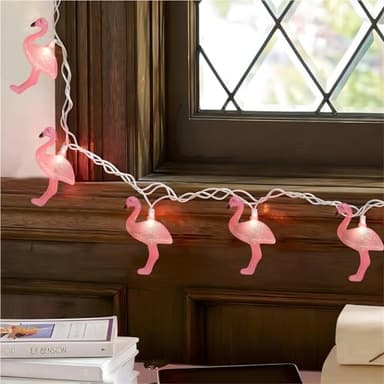 Egcol Pink Flamingo String Lights 8.5Ft 10 Tropical Flamingo Fairy Lights Plug in UL Listed for Indoor Outdoor Party Camping Bedroom Patio Christmas Wedding Decorations - Image 1