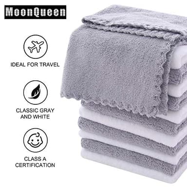 MOONQUEEN Microfiber Facial Cloths Fast Drying Washcloth 12 Pack - Premium Soft Makeup Remover Cloths - Highly Absorbent - Image 5
