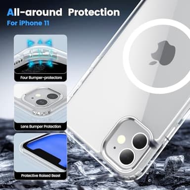 Temdan for iPhone 11 Case Clear, [Compatible with Magsafe][Anti-Yellowing][Military-Grade Protection] Shockproof Slim Phone Case Cover, Clear - Image 4