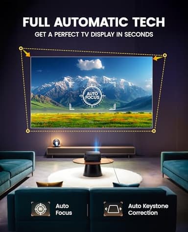 [Auto Focus/4K Support] Projector with WiFi 6 and Bluetooth 5.2, 700ANSI Native 1080P Outdoor Movie Projector, WiMiUS P62 Auto 6D Keystone & 50% Zoom, Smart Home Projector for iOS/Android/TV Stick - Image 3