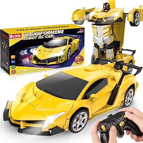 Britik Transform Remote Control Car Toy for Kids 4 5 6 7 8, Remote Control Car for Boys 4-7, Transform Cars for Boys 4-6, Toy Car 5 Year Old Boy, Toys for 3 4 5 6 7 8 9 10 11 12 Years Old Boy - Image 1