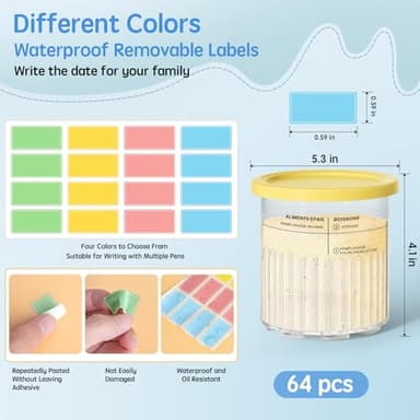 4 Pack Creami Deluxe Pints & Lids for Ninja, 24 Oz Compatible with NC500 NC501 Series Ice Cream Makers, with 5 Spoons & 64 Writable Labels, BPA-Free & Dishwasher Safe, 4 Color Lids - Image 4