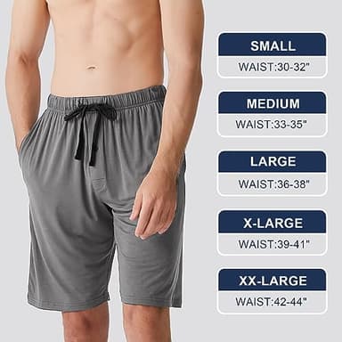 BAMBOO COOL Men's Pajama bottoms Lounge Sleep Shorts Soft Comfortable Breathable Pajamas Shorts with Pockets 2 Pack, X-Large - Image 6