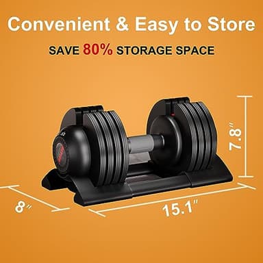 Adjustable Dumbbell Set with Tray - 52lbs, Anti-Slip Handle & Weight Plate for Home Strength Training - Image 4