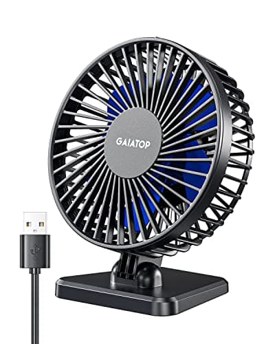 Gaiatop USB Desk Fan, Small But Powerful, Personal Portable Quiet 3 Speeds, Adjustable Mini Table Desktop fan for Cooling Home Office Car Summer Travel Gifts Blue - Image 1
