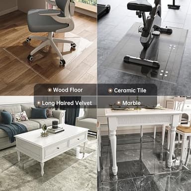 [Tempered Glass] 36“ x 36” Beveled Edge Glass Chair Mat with Polished Edge Clear Office Chair Mat, Glides Smoothly, Suitable for Carpet or Hardwood Floors - Image 9
