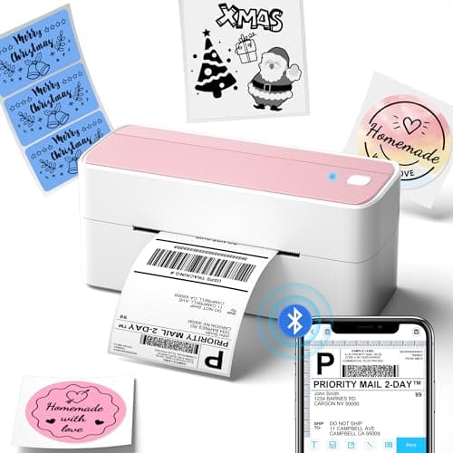 Phomemo Bluetooth Thermal Label Printer, 241BT 4X6 Wireless Shipping Labels Printer for Small Business, Pink Label Printers for Shipping Package, Compatible with iPhone, Android, Amazon, Shopify, USPS