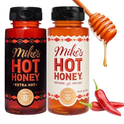 Mike's Hot Honey, Original & Extra Hot, America's #1 Spicy Honey with Chili Peppers, Gluten-Free, Paleo-Friendly, (10oz Bottle, 2 Pack) - Image 1