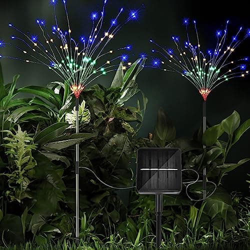iFalarila 8 Modes Solar Garden Lights with 1200mAH Solar Panels, 240 LED Fairy Lights - Waterproof - Firework Light - String Lights for Yard Decorations, Pathway, Garden, Patio - 2 Pack Multi-Colored - Image 1