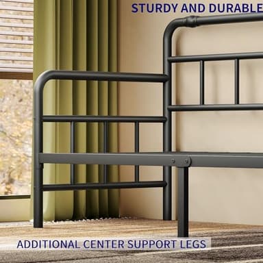 Sementa Daybed-Frame, Twin-Daybed with Classic-Headboard - Heavy Duty Steel Slats,Metal Sofa Bed Frame for Living Room Bedroom Guest Room, Easy Assembly(Black) - Image 5