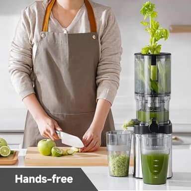 AMZCHEF Cold Press Juicer, Juicers Machines - 5.4" Large Feed Chute for Whole Fruits & Vegetables, Stainless Steel Slow Masticating Juice Easy to Clean, Large Auger, Triple Strainers, Silver - Image 7