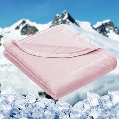 HOMFINE Cooling Blankets for Hot Sleepers - Summer Blanket Thin Lightweight Breathable Soft Double Side Enhanced Cooling for Bed Couch Sofa, Keep Cool for Night Sweats (Pink, 90 x 90 inches) - Image 1