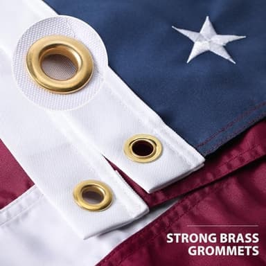 American Flag 10x15 Ft Ultra Durable Tear-Resistant Series, Made From Heavy Duty Water Resistant Polyester Canvas Embroidered Stars, Sewn Stripes, Brass Grommerts US Flags Perfect - Image 2