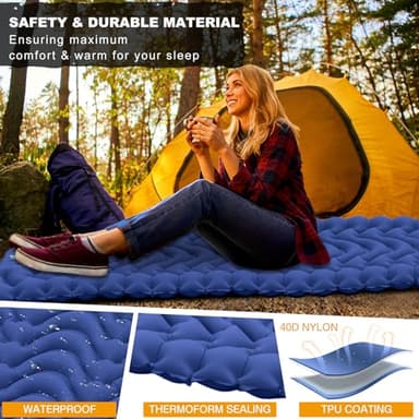 MEETPEAK Sleeping Pad, Extra Thickness Inflatable Camping Sleeping Mat with Pillow Built-in Foot Press, Compact Ultralight Camping Air Mattress for Backpacking, Hiking, Tent - Image 4